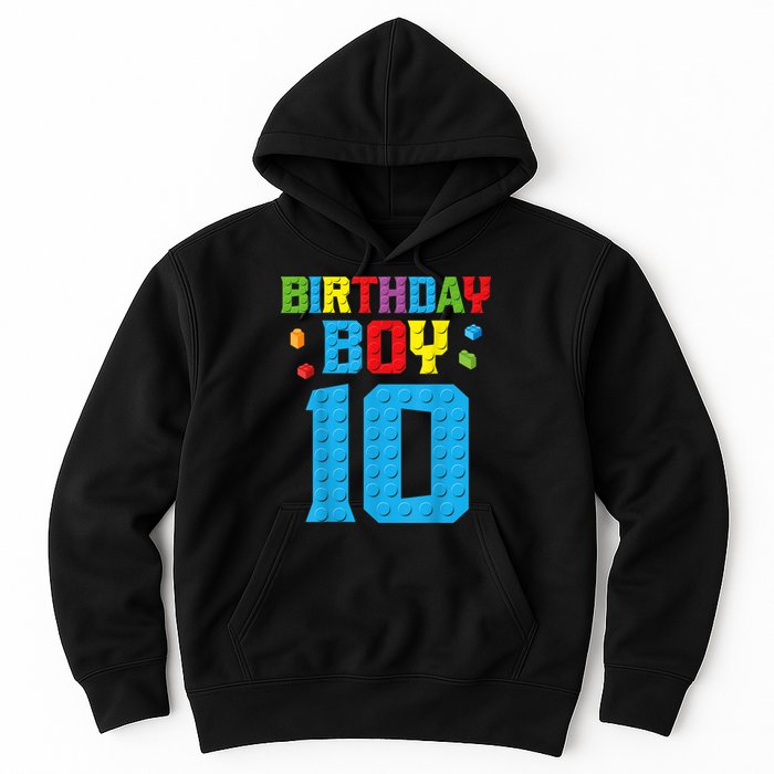 Master Builder 10th Birthday Boy Ten 10 Year Building Bricks Hoodie