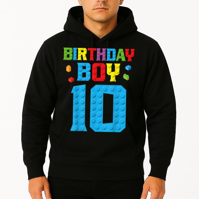 Master Builder 10th Birthday Boy Ten 10 Year Building Bricks Hoodie