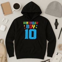 Master Builder 10th Birthday Boy Ten 10 Year Building Bricks Hoodie