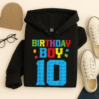 Master Builder 10th Birthday Boy Ten 10 Year Building Bricks Hoodie