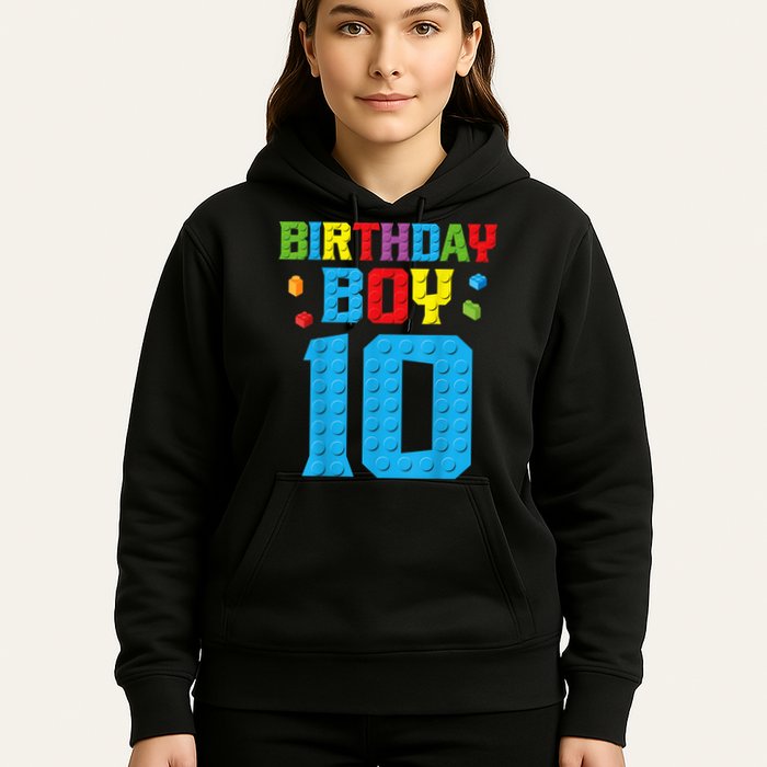 Master Builder 10th Birthday Boy Ten 10 Year Building Bricks Hoodie