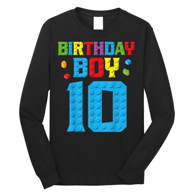 Master Builder 10th Birthday Boy Ten 10 Year Building Bricks Long Sleeve Shirt