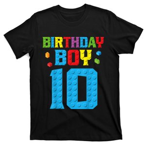 Master Builder 10th Birthday Boy Ten 10 Year Building Bricks T-Shirt