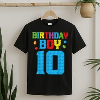 Master Builder 10th Birthday Boy Ten 10 Year Building Bricks T-Shirt