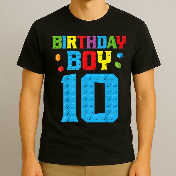 Master Builder 10th Birthday Boy Ten 10 Year Building Bricks T-Shirt