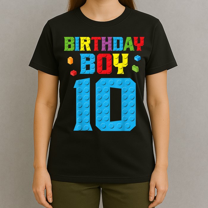 Master Builder 10th Birthday Boy Ten 10 Year Building Bricks T-Shirt