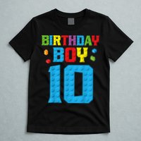 Master Builder 10th Birthday Boy Ten 10 Year Building Bricks T-Shirt