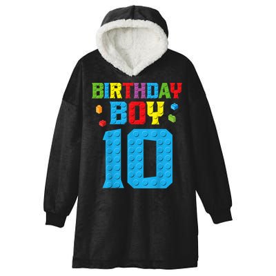 Master Builder 10th Birthday Boy Ten 10 Year Building Bricks Hooded Wearable Blanket