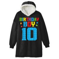 Master Builder 10th Birthday Boy Ten 10 Year Building Bricks Hooded Wearable Blanket