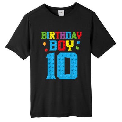 Master Builder 10th Birthday Boy Ten 10 Year Building Bricks Tall Fusion ChromaSoft Performance T-Shirt