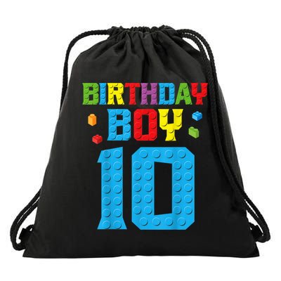 Master Builder 10th Birthday Boy Ten 10 Year Building Bricks Drawstring Bag