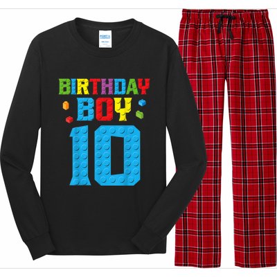 Master Builder 10th Birthday Boy Ten 10 Year Building Bricks Long Sleeve Pajama Set