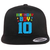 Master Builder 10th Birthday Boy Ten 10 Year Building Bricks Flat Bill Trucker Hat