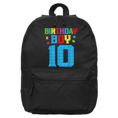 Master Builder 10th Birthday Boy Ten 10 Year Building Bricks 16 in Basic Backpack