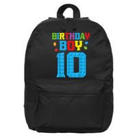 Master Builder 10th Birthday Boy Ten 10 Year Building Bricks 16 in Basic Backpack