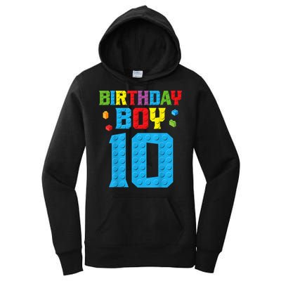 Master Builder 10th Birthday Boy Ten 10 Year Building Bricks Women's Pullover Hoodie