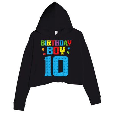Master Builder 10th Birthday Boy Ten 10 Year Building Bricks Crop Fleece Hoodie