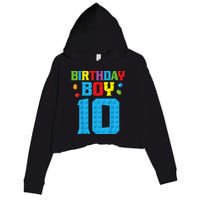 Master Builder 10th Birthday Boy Ten 10 Year Building Bricks Crop Fleece Hoodie