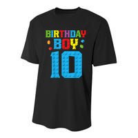 Master Builder 10th Birthday Boy Ten 10 Year Building Bricks Youth Performance Sprint T-Shirt