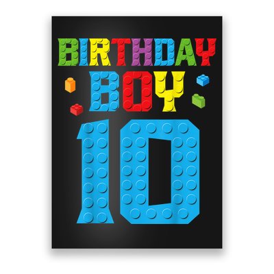 Master Builder 10th Birthday Boy Ten 10 Year Building Bricks Poster