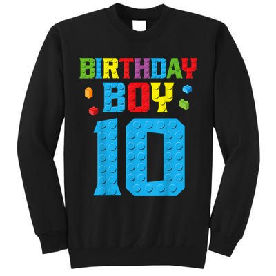 Master Builder 10th Birthday Boy Ten 10 Year Building Bricks Tall Sweatshirt