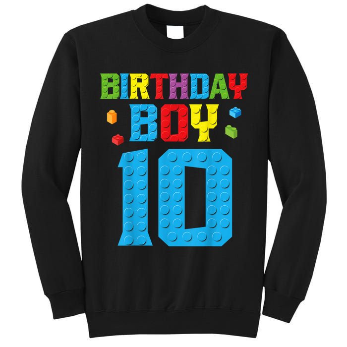 Master Builder 10th Birthday Boy Ten 10 Year Building Bricks Tall Sweatshirt