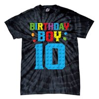 Master Builder 10th Birthday Boy Ten 10 Year Building Bricks Tie-Dye T-Shirt