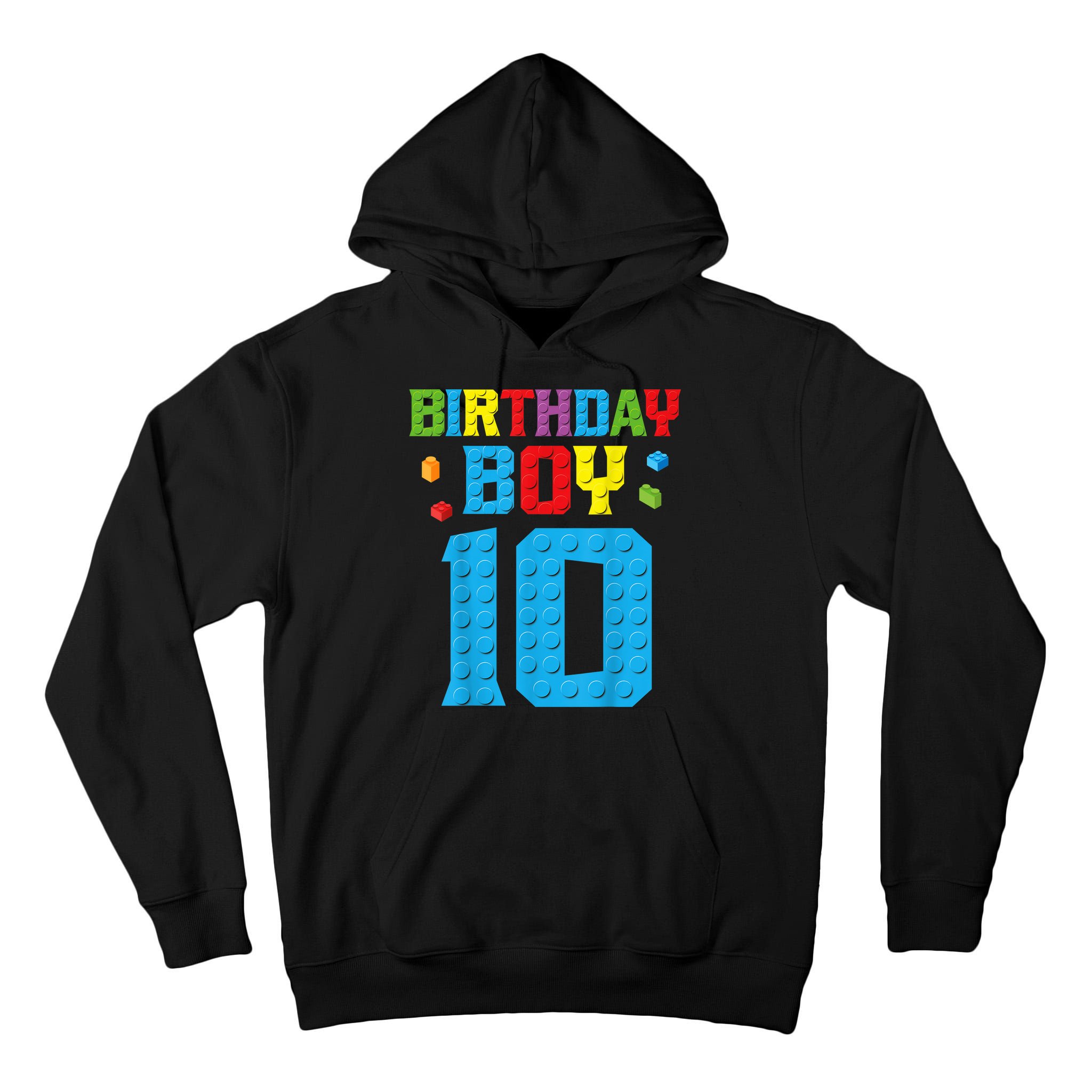 Master Builder 10th Birthday Boy Ten 10 Year Building Bricks Tall Hoodie