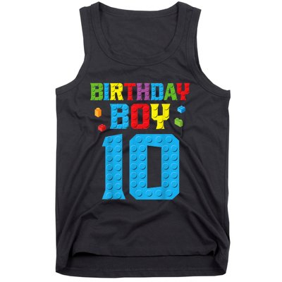 Master Builder 10th Birthday Boy Ten 10 Year Building Bricks Tank Top