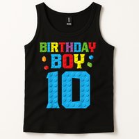 Master Builder 10th Birthday Boy Ten 10 Year Building Bricks Tank Top