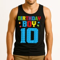 Master Builder 10th Birthday Boy Ten 10 Year Building Bricks Tank Top