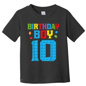 Master Builder 10th Birthday Boy Ten 10 Year Building Bricks Toddler T-Shirt