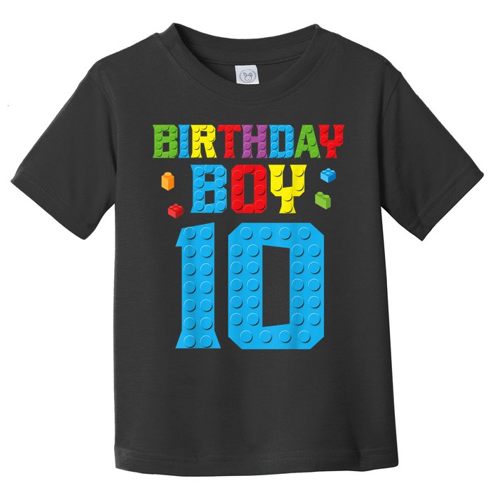 Master Builder 10th Birthday Boy Ten 10 Year Building Bricks Toddler T-Shirt