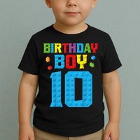 Master Builder 10th Birthday Boy Ten 10 Year Building Bricks Toddler T-Shirt