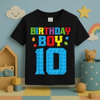 Master Builder 10th Birthday Boy Ten 10 Year Building Bricks Toddler T-Shirt