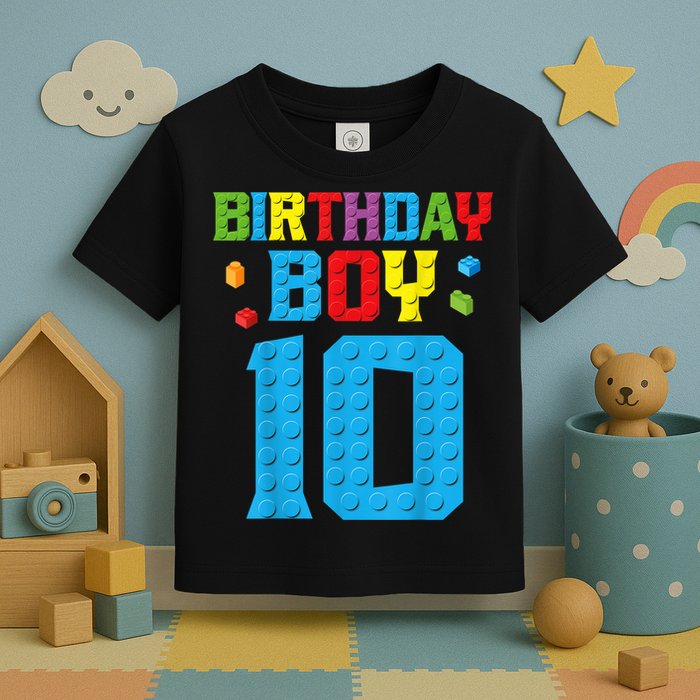Master Builder 10th Birthday Boy Ten 10 Year Building Bricks Toddler T-Shirt