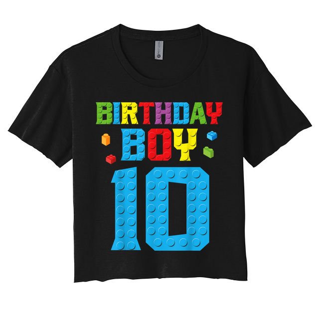 Master Builder 10th Birthday Boy Ten 10 Year Building Bricks Crop Top