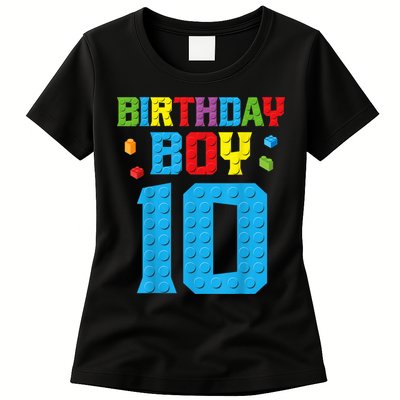 Master Builder 10th Birthday Boy Ten 10 Year Building Bricks Womens T-Shirt