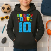 Master Builder 10th Birthday Boy Ten 10 Year Building Bricks Kids Hoodie