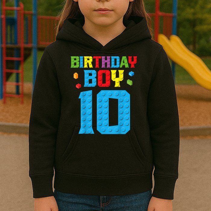 Master Builder 10th Birthday Boy Ten 10 Year Building Bricks Kids Hoodie