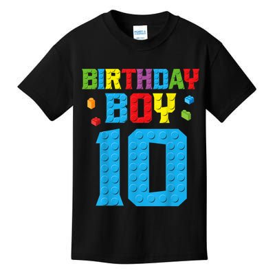 Master Builder 10th Birthday Boy Ten 10 Year Building Bricks Kids T-Shirt