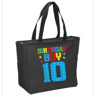 Master Builder 10th Birthday Boy Ten 10 Year Building Bricks Zip Tote Bag