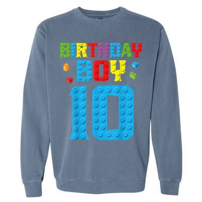 Master Builder 10th Birthday Boy Ten 10 Year Building Bricks Garment-Dyed Sweatshirt