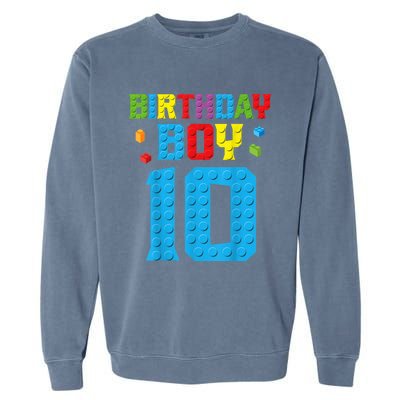 Master Builder 10th Birthday Boy Ten 10 Year Building Bricks Garment-Dyed Sweatshirt