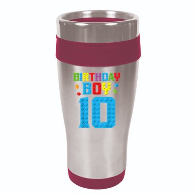Master Builder 10th Birthday Boy Ten 10 Year Building Bricks 16oz Travel Tumbler