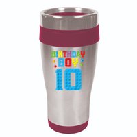 Master Builder 10th Birthday Boy Ten 10 Year Building Bricks 16oz Travel Tumbler