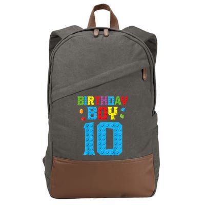 Master Builder 10th Birthday Boy Ten 10 Year Building Bricks Cotton Canvas Backpack