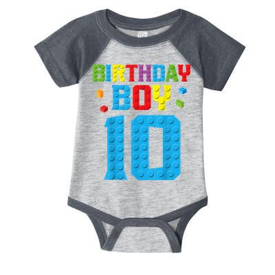 Master Builder 10th Birthday Boy Ten 10 Year Building Bricks Infant Baby Jersey Bodysuit