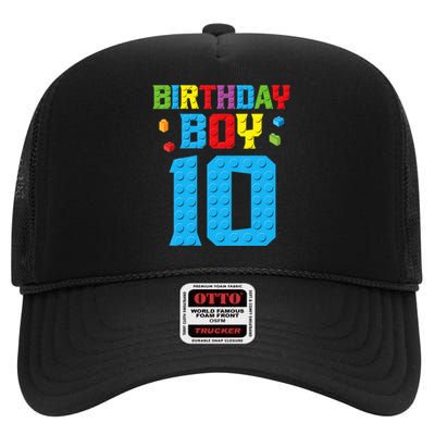 Master Builder 10th Birthday Boy Ten 10 Year Build High Crown Mesh Back Trucker Hat