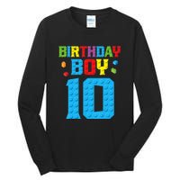 Master Builder 10th Birthday Boy Ten 10 Year Build Tall Long Sleeve T-Shirt